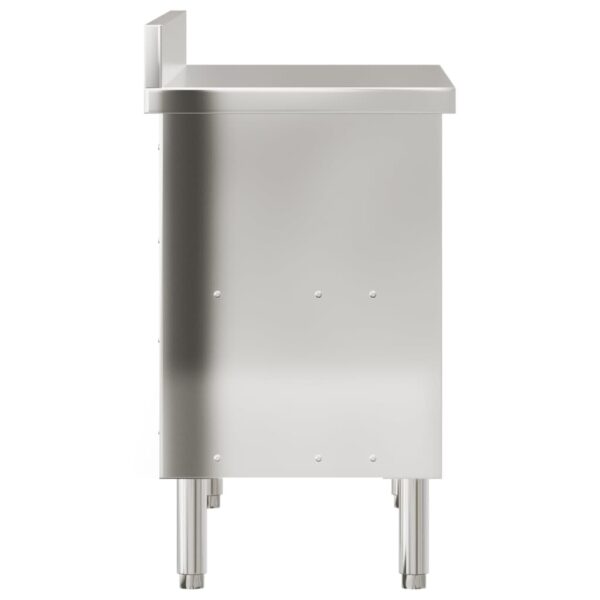 kitchen work table with sliding doors, stainless steel