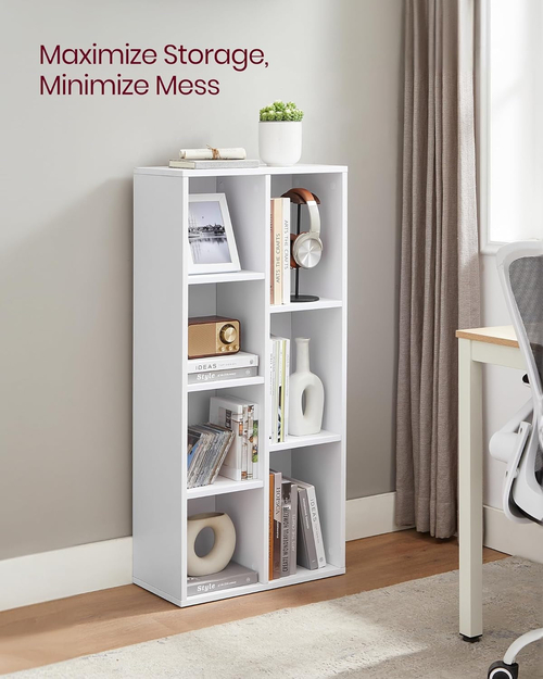 White 7 Compartment Bookcase Shelving Unit For Living Room And Home