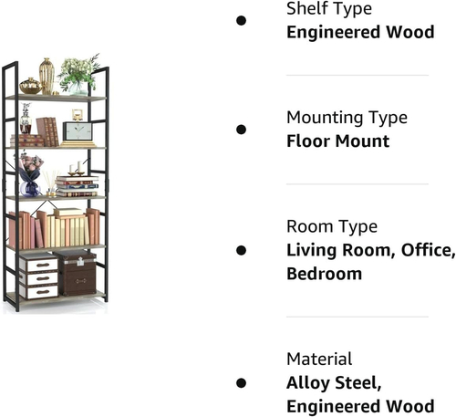 2d9ddca1f757cb2cbf5eb93160014246.jpg Five-Tier Metal Bookshelf – Grey Industrial