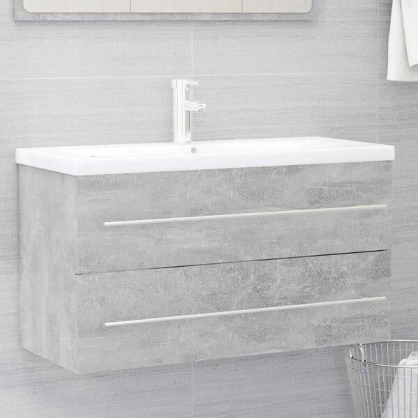 2-piece bathroom furniture set, concrete grey wood composite