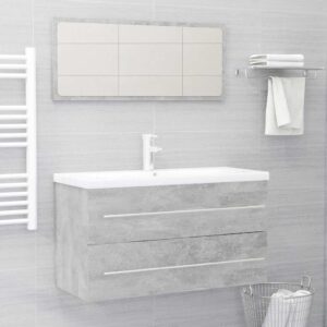 2-piece bathroom furniture set, concrete grey wood composite