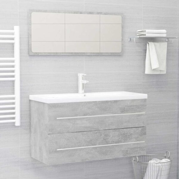 2-piece bathroom furniture set, concrete grey wood composite
