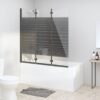 Bathtub Folding Screen 3-piece 130x130 cm Tempered Safety Glass Black