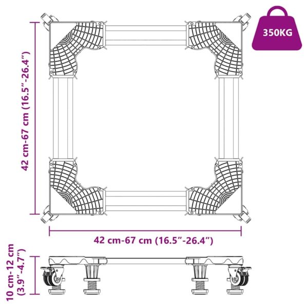 Washing Machine Base Grey 67 x 67 x 12 cm Metal