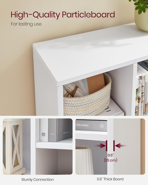 White 7 Compartment Bookcase Shelving Unit For Living Room And Home