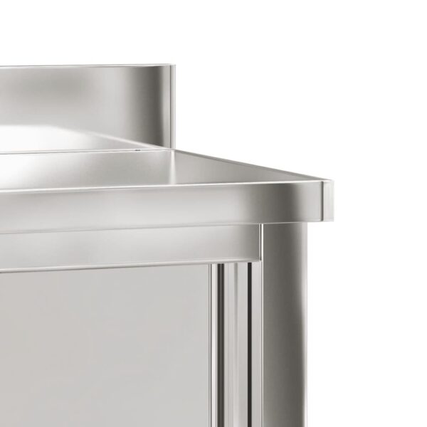 kitchen work table with sliding doors, stainless steel