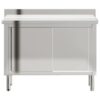 kitchen work table with sliding doors, stainless steel