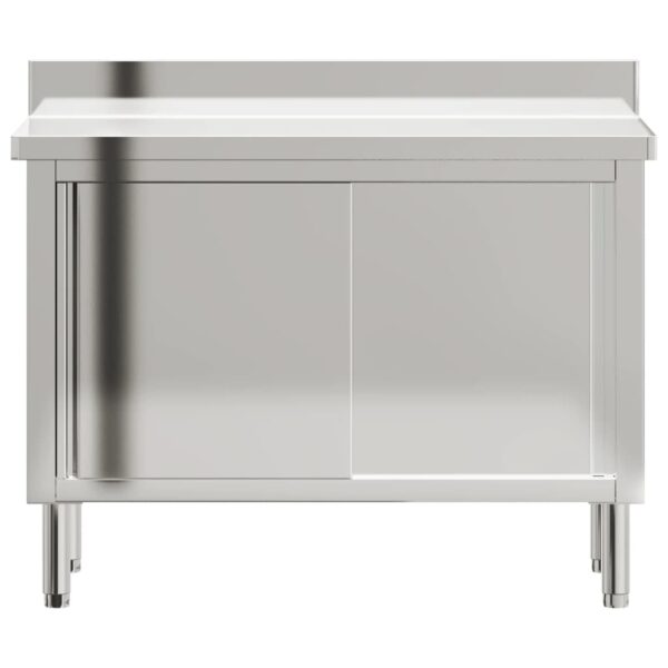 kitchen work table with sliding doors, stainless steel