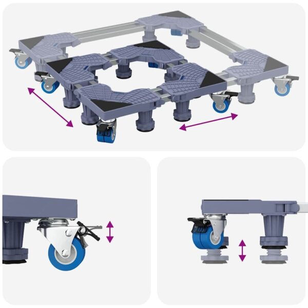 Washing Machine Base Grey 67 x 67 x 12 cm Metal