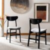 Home Lucca Retro Black And Grey Cushion Dining Chair Set 2