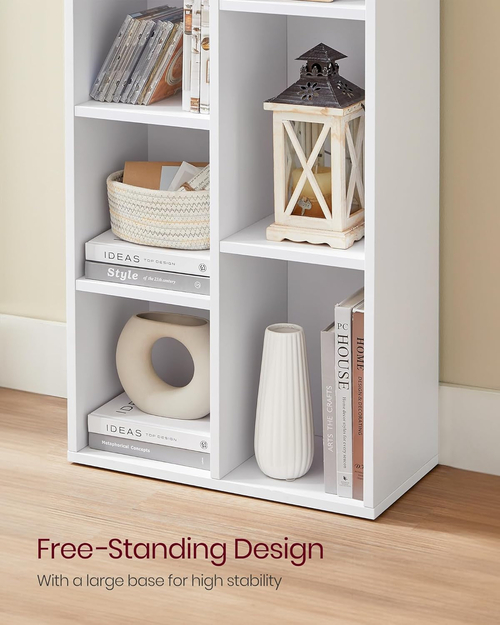 White 7 Compartment Bookcase Shelving Unit For Living Room And Home