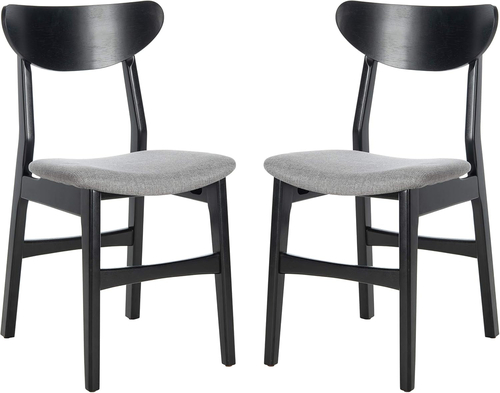Home Lucca Retro Black And Grey Cushion Dining Chair Set 2