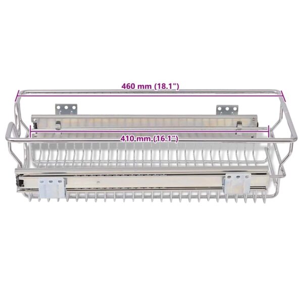 Built-in Drawer Basket Pull-Out 2 pcs. Silver 300 mm