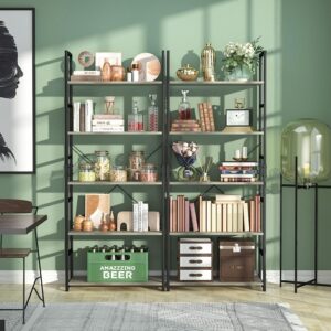 Five-Tier Metal Bookshelf – Grey Industrial