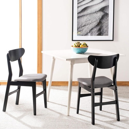 Home Lucca Retro Black And Grey Cushion Dining Chair Set 2
