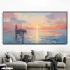 Handmade Oil Painting Sunrise Over Sea