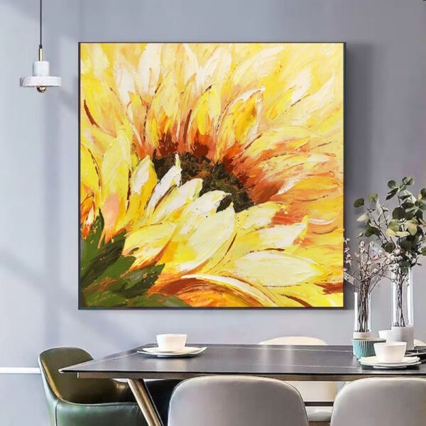 Hand-Painted Oil Painting  Abstract Sunflower Flowers