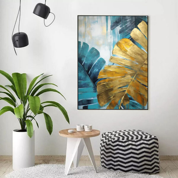 1d7c25f9-5945-48dc-9d2e-4cfdc3f17988.jpg Handmade Oil Painting Canvas Golden Banana Large Leaves