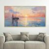 Handmade Oil Painting Sunrise Over Sea