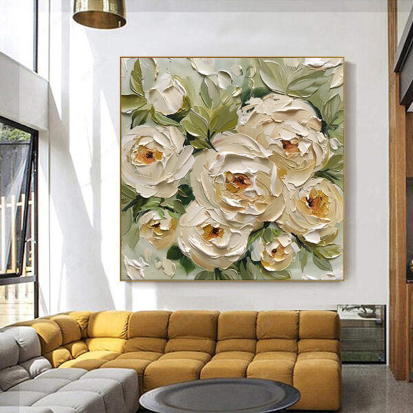4d94751e-187f-4659-a24a-10c10f4773a7.jpg Green Leaves Yellow Rose Flowers Mural For Home Decor