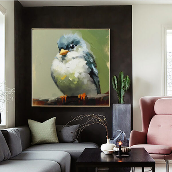 Hand Painted  Oil Painting Bird Kawaii