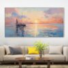 Handmade Oil Painting Sunrise Over Sea