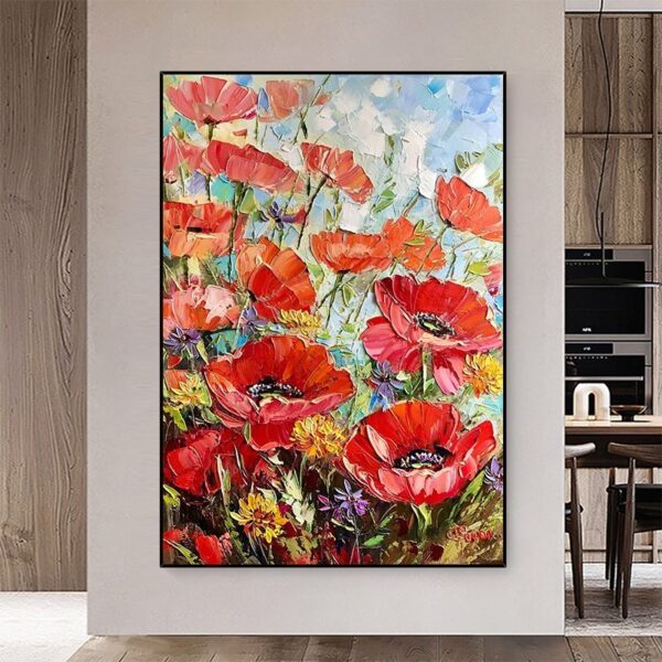 6672a9b2-2cfe-4015-a87e-78356c66ed47.jpg Handmade Painting Thick Oil Red Flowers