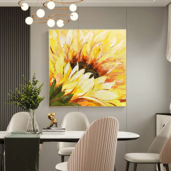 Hand-Painted Oil Painting  Abstract Sunflower Flowers