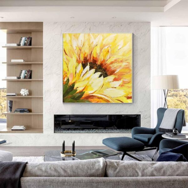 Hand-Painted Oil Painting  Abstract Sunflower Flowers
