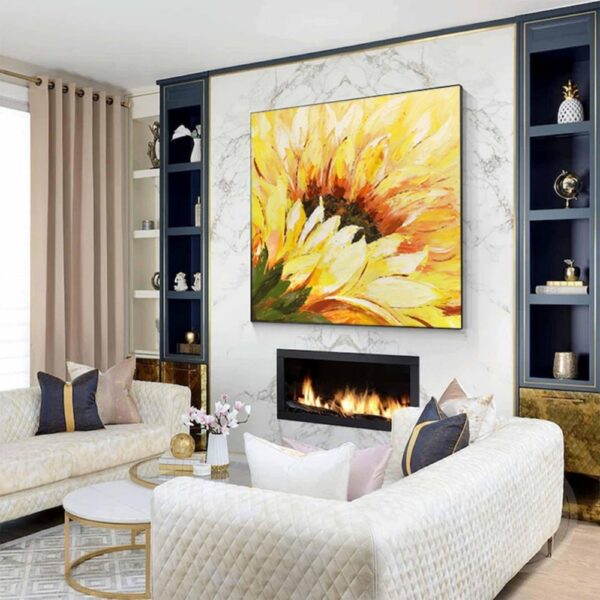 Hand-Painted Oil Painting  Abstract Sunflower Flowers