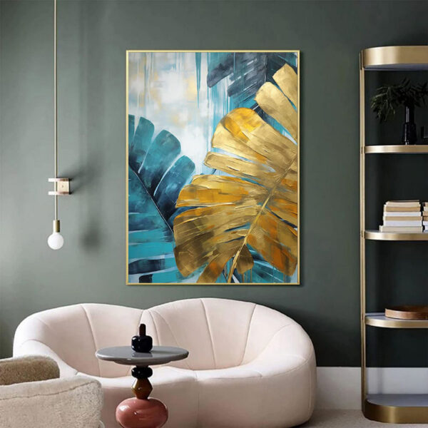 cca22688-5c0f-4378-b692-4bd9ef34beaf.jpg Handmade Oil Painting Canvas Golden Banana Large Leaves