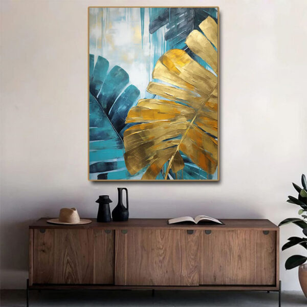 dde4d8ff-13ad-49df-bb3b-fe7e4979e9f1.jpg Handmade Oil Painting Canvas Golden Banana Large Leaves