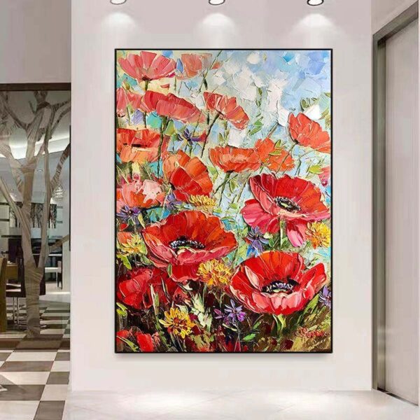 e54b20a5-4d8e-45d4-82ca-0d57b5f7338e.jpg Handmade Painting Thick Oil Red Flowers