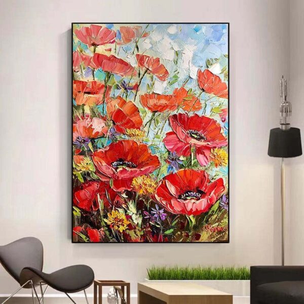 eae65974-0824-4a00-9b75-386371a479a6.jpg Handmade Painting Thick Oil Red Flowers