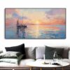 Handmade Oil Painting Sunrise Over Sea