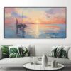 Handmade Oil Painting Sunrise Over Sea